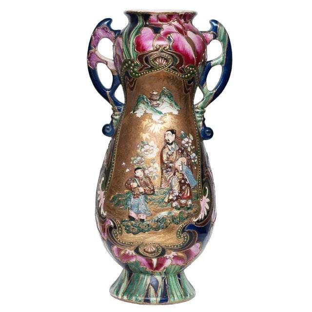 1850s XL Japanese Satsuma Vase For Sale - Image 12 of 13