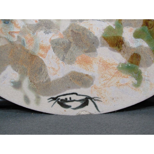 1970s 1970s Signed Abstract Fish Studio Pottery Decorative Plate For Sale - Image 5 of 13