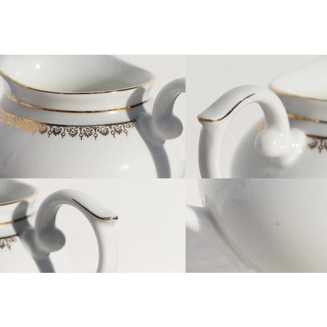 1930s Porcelain Art Deco Creamer or Cream Jug White and Gold, Vista Alegre, Portugal For Sale - Image 11 of 13