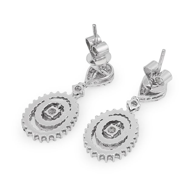 Vintage Diamond 18k White Gold Dangle Earrings, A Pair For Sale In Los Angeles - Image 6 of 7