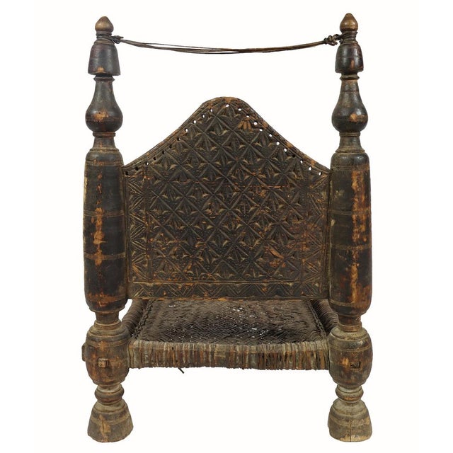 Afghanistan Low Cedar Chair, 1890s For Sale - Image 5 of 14