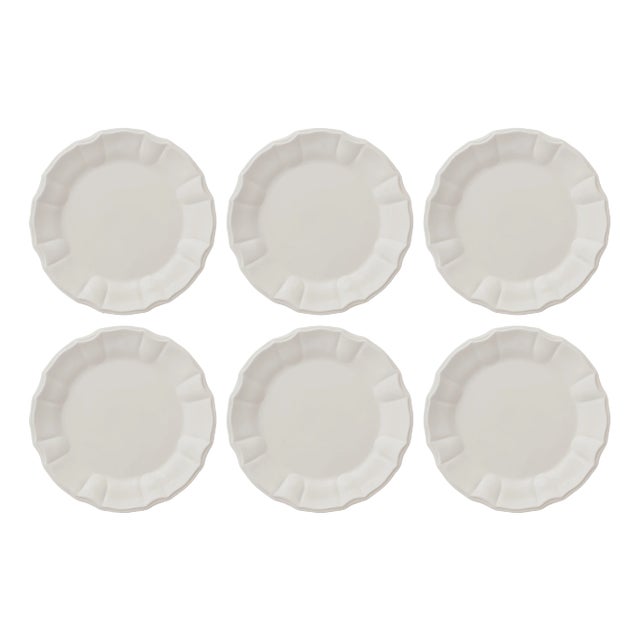 White Dinner a Coste Plates from Este Ceramiche, Set of 6 For Sale