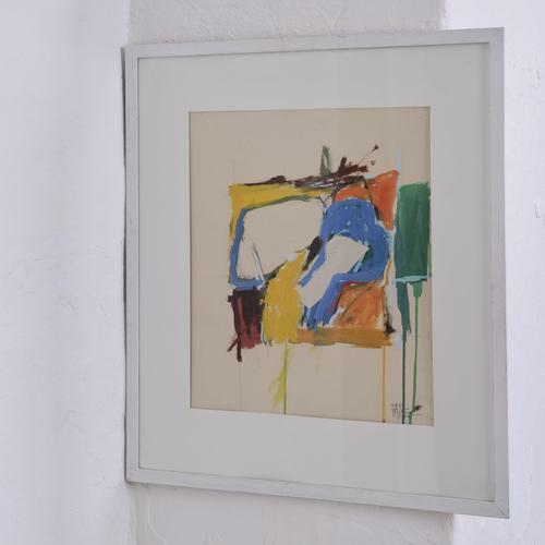 Leopold Fare, Abstract Composition, Gouache Painting, 1960s For Sale - Image 8 of 11