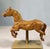 Antique Carved Raw Wood Carousel Horse Mounted on Metal Stand.