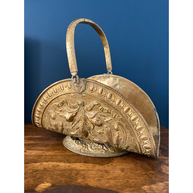 1880’s Embossed Brass Log Holder For Sale - Image 4 of 18