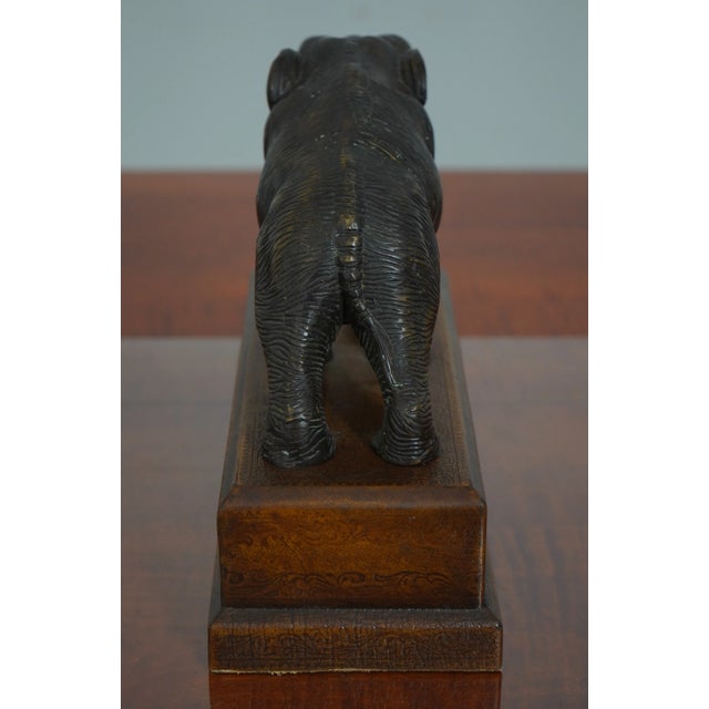 Traditional Pair Theodore Alexander Bronze & Leather Elephant Bookends For Sale - Image 3 of 12