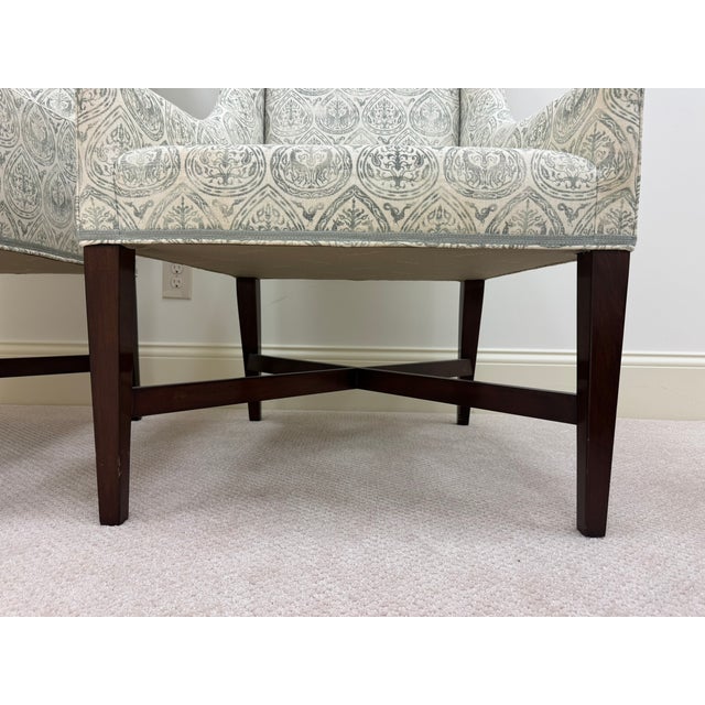 Wood Swaim Furniture Cary Arm Chairs With Rose Tarlow Fabric (Set of 4) For Sale - Image 7 of 12