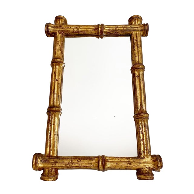 Florentia Giltwood Wall Mirror: Italian Faux Bamboo Design For Sale - Image 4 of 6