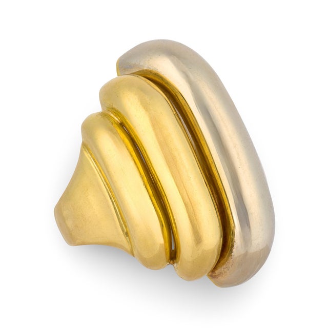 Vintage Italian 18k Yellow and White Gold Cocktail Ring, Size 7 For Sale - Image 4 of 6