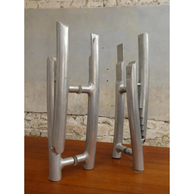 Silver Cast Aluminum Door Handles, 1980s, Set of 2 For Sale - Image 8 of 8