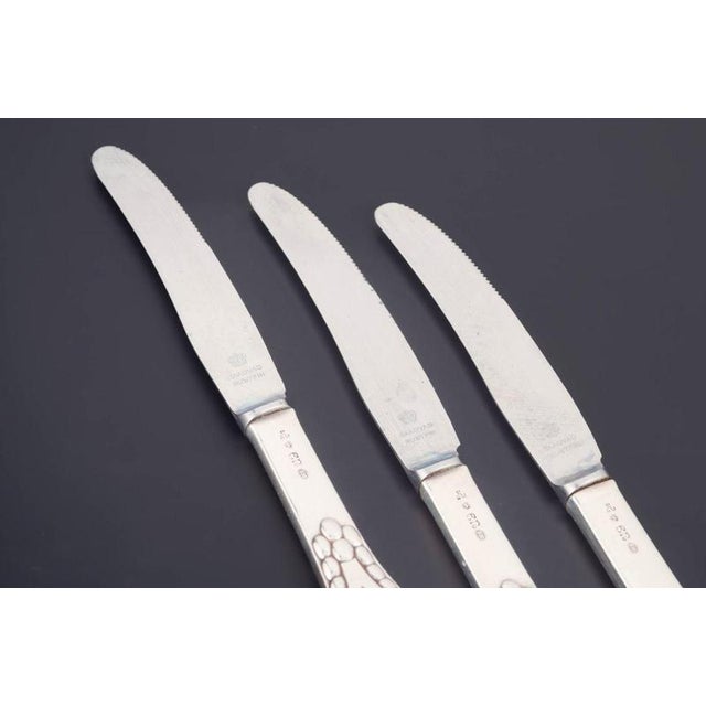 Evald Nielsen, set of three lunch knives. Model number 3. Elegant lunch knives in 830 silver and stainless steel. Model...
