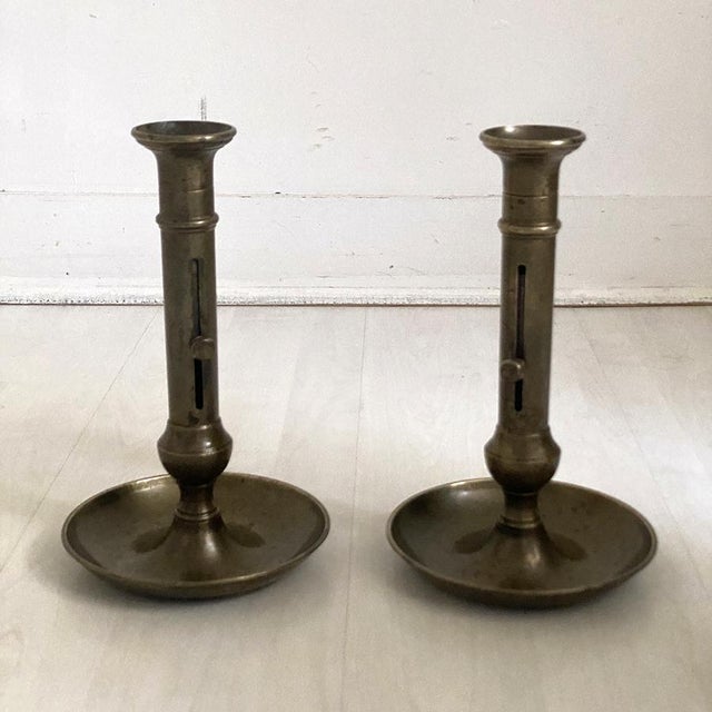 Metal Brass Candlesticks, Set of 2 For Sale - Image 7 of 7
