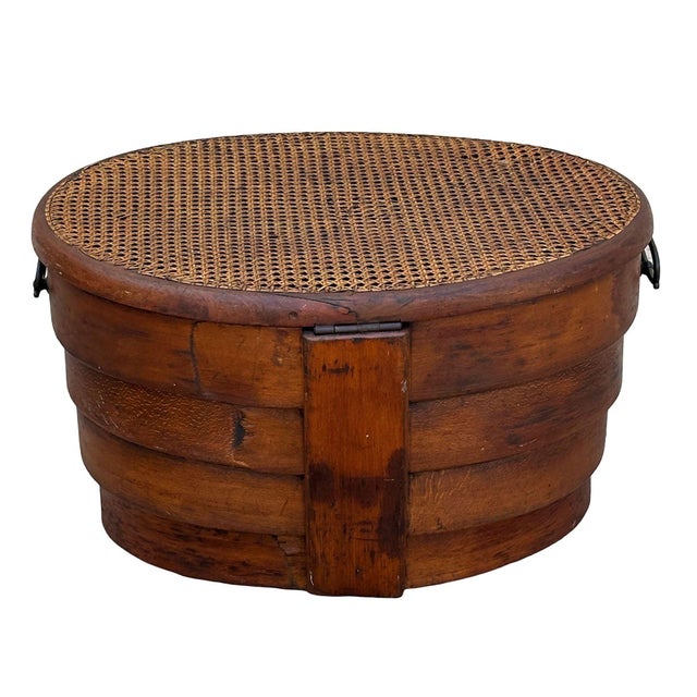 Late 19th Century 19th Century Rare Late Victorian Bent Oak Keepsake Storage Box With & Cane Lid For Sale - Image 5 of 8