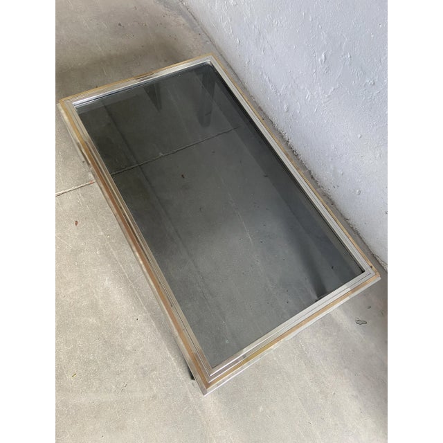 Mid-Century Italian Modern Chrome and Brass Coffee Table with Smoked Glass Top, 1970s For Sale - Image 6 of 10