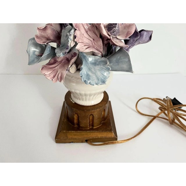 1950s Italian Floral Bouquet Lamp & Shade For Sale - Image 15 of 18