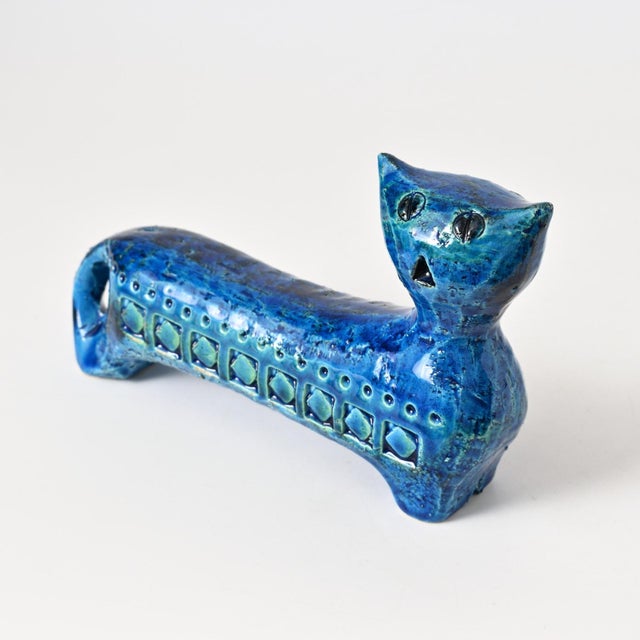 Ceramic Rimini Blu Cat Figurine by Aldo Londi for Bitossi, 1960s For Sale - Image 7 of 11