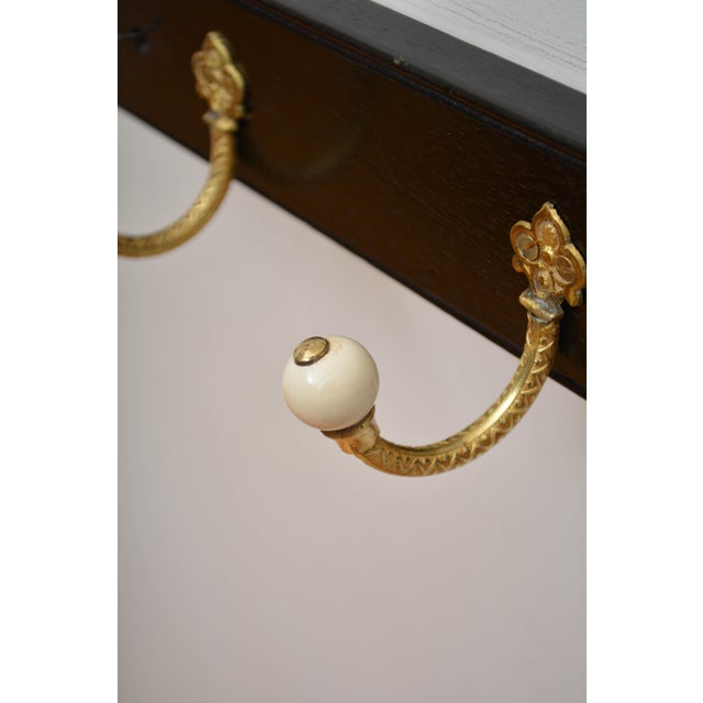 Ebonised Brass and Ceramic Coat Hooks, 1880, Set of 2 For Sale - Image 15 of 18