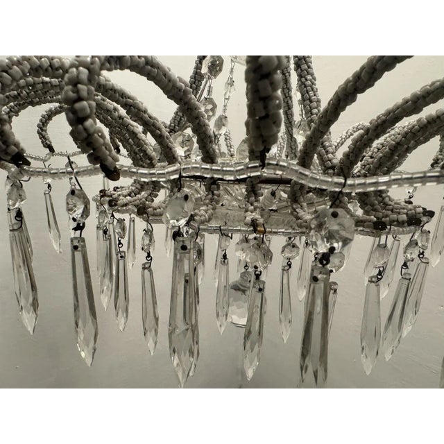 Vintage Italian Crystal Beaded Light Pendant, 1960s For Sale - Image 4 of 12