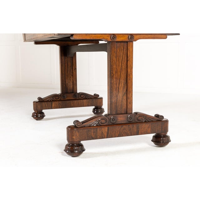 Antique English Regency Rosewood Library Table, 1800s For Sale - Image 5 of 10