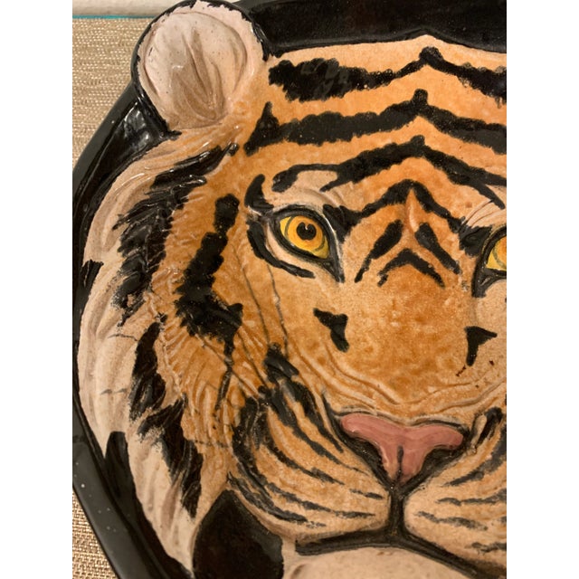 Italian Late 20th Century Italian Majolica Pottery Lion Bowl, Made in Italy For Sale - Image 3 of 10