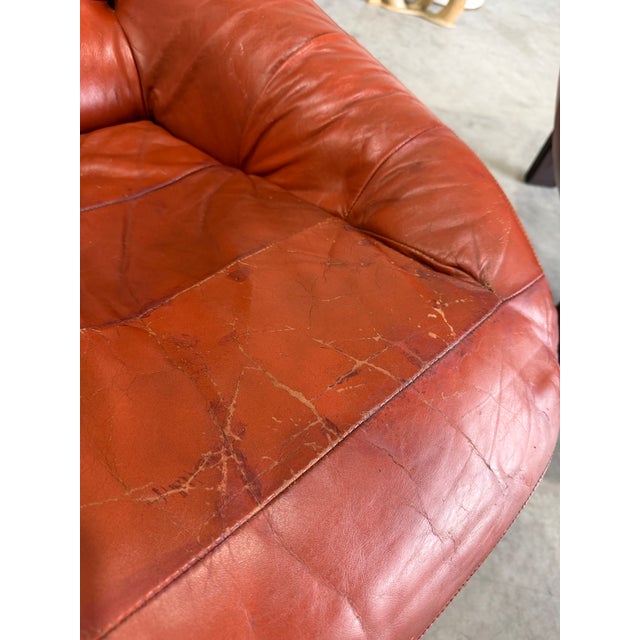 1970s Brazilian Modernist Leather Lounge Chair Pair With Ottoman Attrb Jean Gillon for Probel For Sale - Image 10 of 12