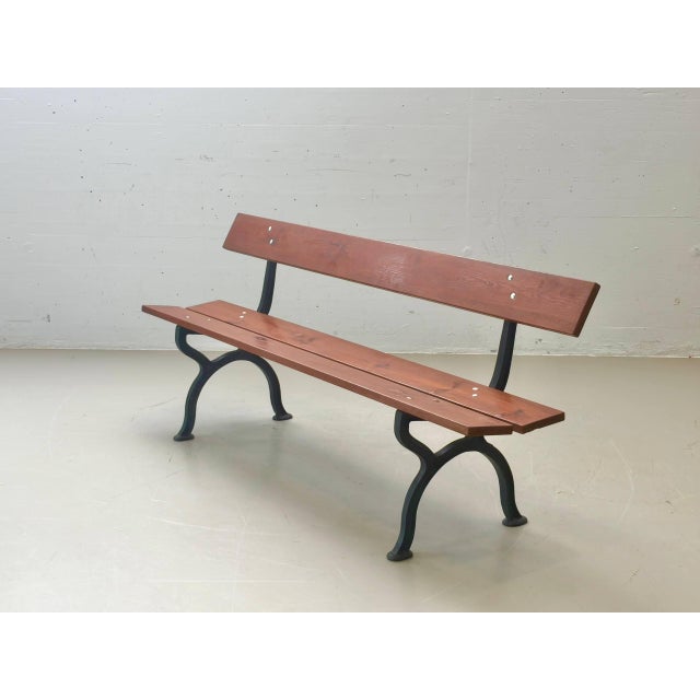 Garden Bench with Delicate Cast Iron Frame and Wooden Slats, 1960s For Sale - Image 4 of 18