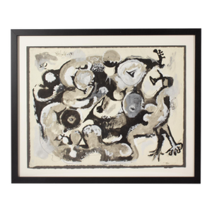 1961 Signed Abstract Gouache Painting by Milton Hebald