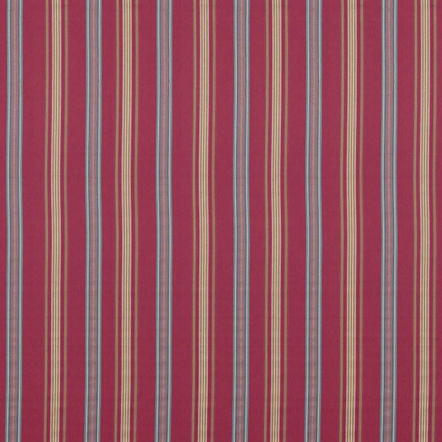 Sanderson Valley Stripe Fabric in Mulberry/Blue - a Sample For Sale