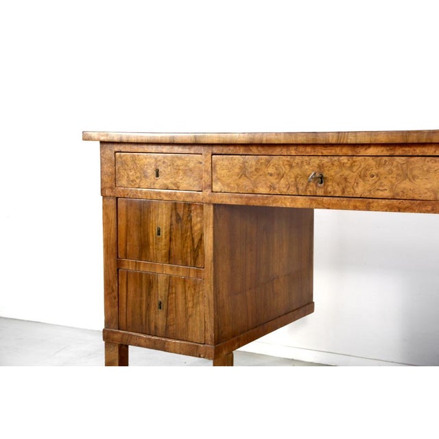 1960s Italian Art Deco Walnut Burl Desk, 1930s For Sale - Image 5 of 11