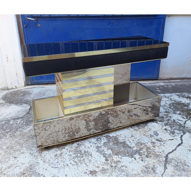 Bar Cabinet in Wood, Brass and Mirrored Glass from Stilglass Donati, Italy, 1970s For Sale - Image 18 of 18