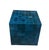 Ceramic Vintage Moroccan Deep Blue Zellige Terracotta Tile Cube Side Table For Sale - Image 7 of 12