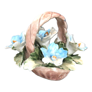 Vintage Capodimonte Blue Porcelain Flower Basket