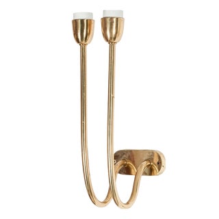 Brass Wall Lamps with Long Stems, 1940s, Set of 2 For Sale