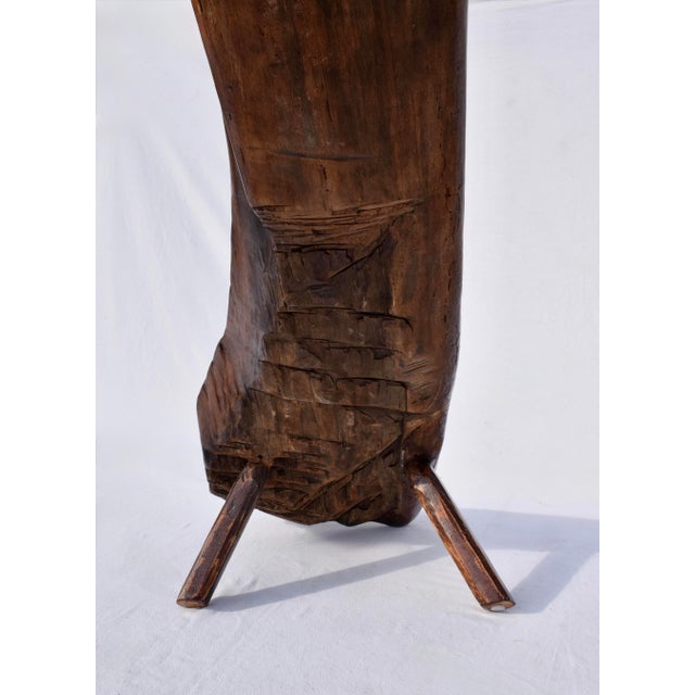 Burnt Umber Primitive Antique Pig Bench, Single Slab Black Walnut, 19th Century For Sale - Image 8 of 15