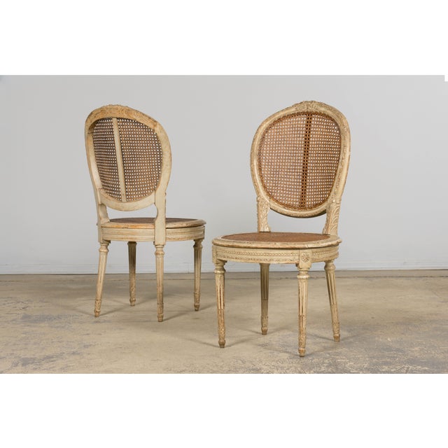 Early 19th Century French Louis XVI Painted Cane Dining Chairs - Set of 10 For Sale In New York - Image 6 of 18