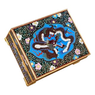 Japanese Cloisonne Enamel Dragon Trinket Box Attributed to Inaba, Meiji For Sale