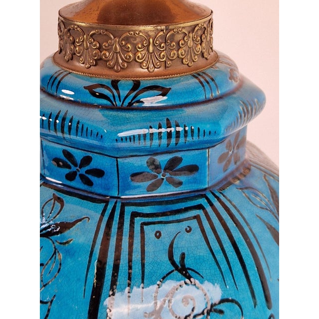 Large Middle Eastern Ceramic Table Lamp, 1950s For Sale - Image 3 of 13