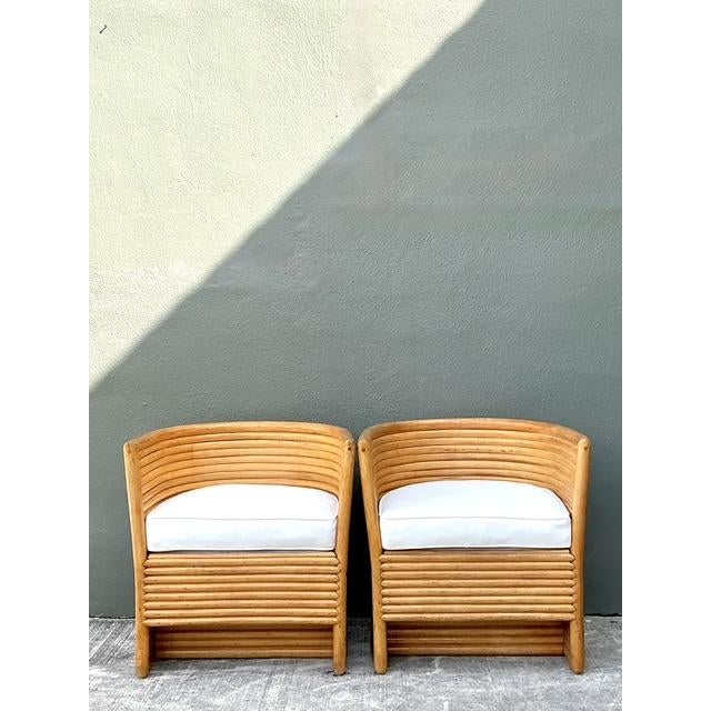 Vintage Stacked Rattan Lounge Chairs- A Pair For Sale - Image 4 of 12