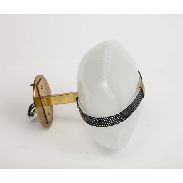 Metal Midcentury Italian Brass and Glass Sconce by Vico Magistretti For Sale - Image 7 of 10