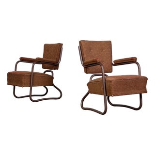 Vintage Brutalist Tubular Steel Chairs by József Peresztegi, 1960s, Set of 2 For Sale
