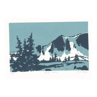 Gennie Madsen Bright Whites Mountain Relief Print For Sale