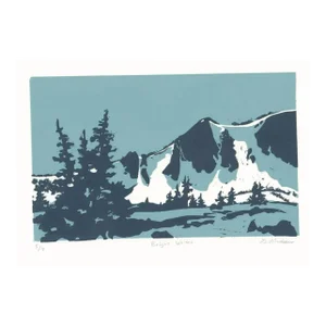 Gennie Madsen Bright Whites Mountain Relief Print
