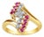 Ruby Diamond Cluster Ring 14k Yellow Gold, Size 6 For Sale