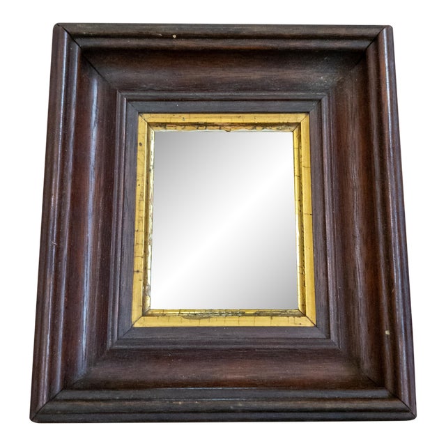 19th Century American Victorian Miniature Mirror in Walnut Frame For Sale
