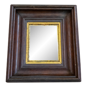 19th Century American Victorian Miniature Mirror in Walnut Frame