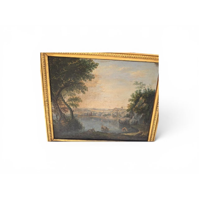 Gold Roman Views, 19th Century, Oil Paintings, Framed, Set of 2 For Sale - Image 8 of 12