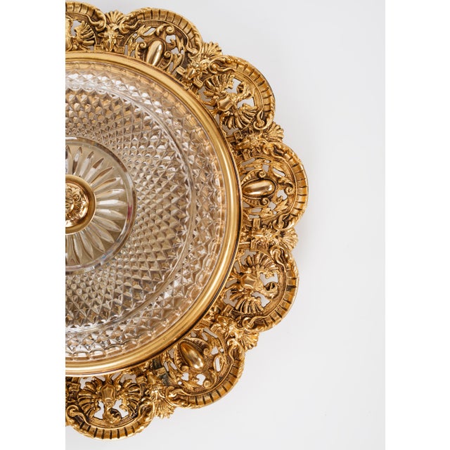 Spanish Revival 1950s Spanish Empire Gilt Bronze Eagle Flush Mount Ceiling Light For Sale - Image 3 of 15