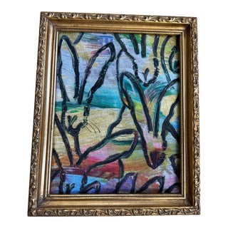 Wonderland Contemporary Hunt Slonem Bunnies, Framed For Sale