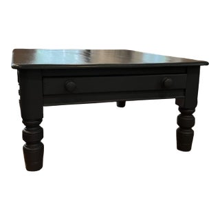 Coffee Table Painted Antique Pine Kitchen Table Cut Down to Coffee Table Height For Sale
