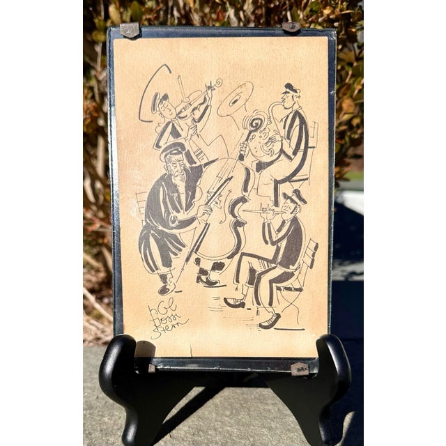 Figurative Yossi Stern Pen Drawing – Four-Piece Band, Framed For Sale - Image 3 of 9